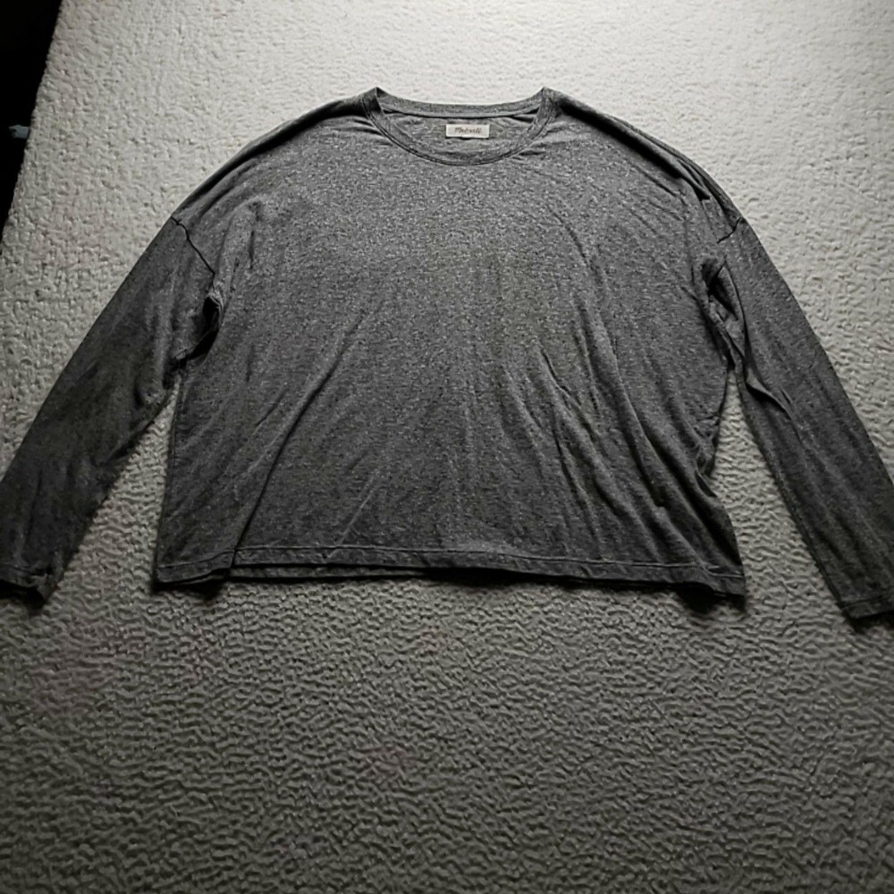 Madewell Shirt Womens Plus 2X Gray Crew Neck Long Sleeve Solid Jersey Basic Top